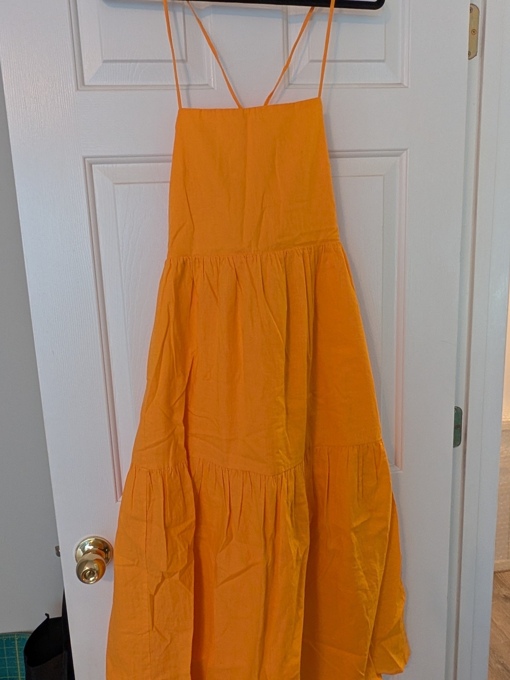ROVE Joie Dress - Bright Orange Tiered Maxi Sundress with Spaghetti Straps